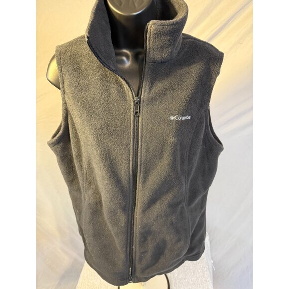 Columbia Fleece Zips Vest Dark Gray Womens Orignial Size Large L Quality - Picture 1 of 2